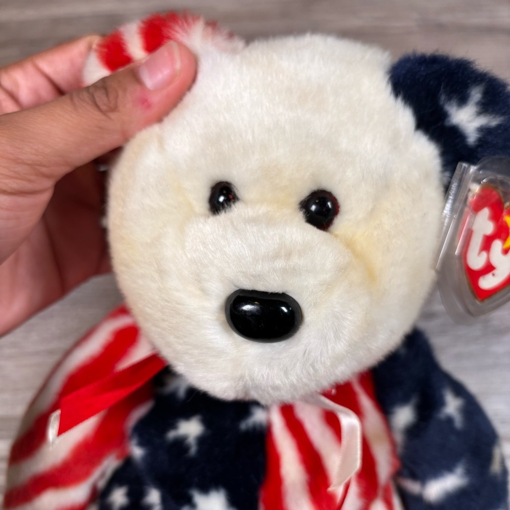 TY Beanie Babies Spangle Set of 2 Vintage Stars and‎ Stripes Bears - Picture 5 of 16